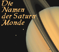Saturn mit den Monden Tethys und Dione. Tethys zeichnet rechts einen Schatten auf Saturn.