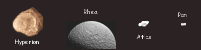 Images of Hyperion, Rhea, Atlas, and Pan