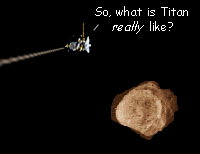 Cassini flies by Hyperion and asks the moon, 'So, what is Titan REALLY like?'