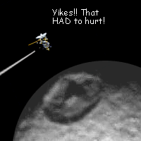 Cassini looks into Crater Herschel and says, 'Yikes!! That HAD to hurt!'
